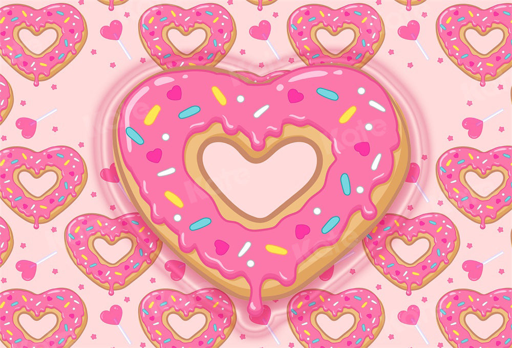 Kate Heart Pink Donut Cake Smash Backdrop for Photography