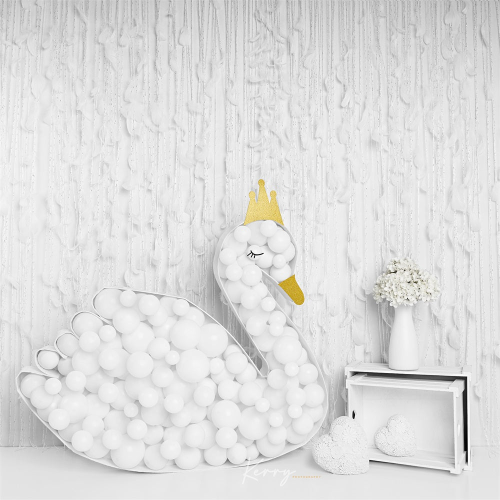 Kate White Swan Princess Balloons Backdrop Designed by Kerry Anderson