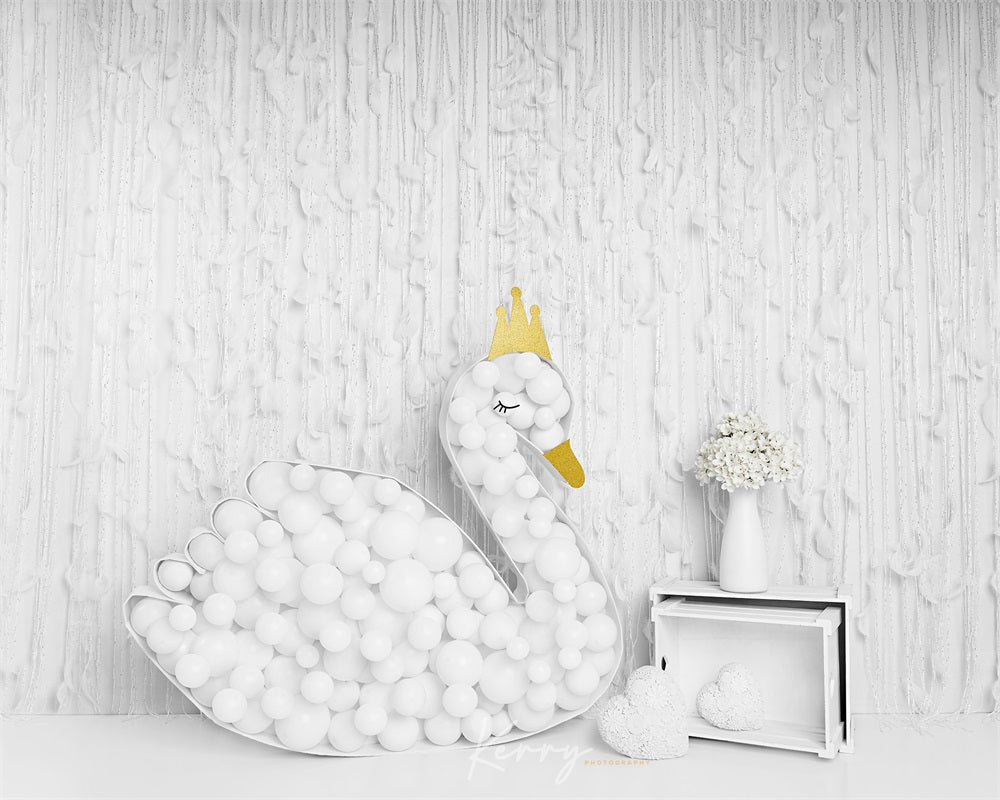 Kate White Swan Princess Balloons Backdrop Designed by Kerry Anderson