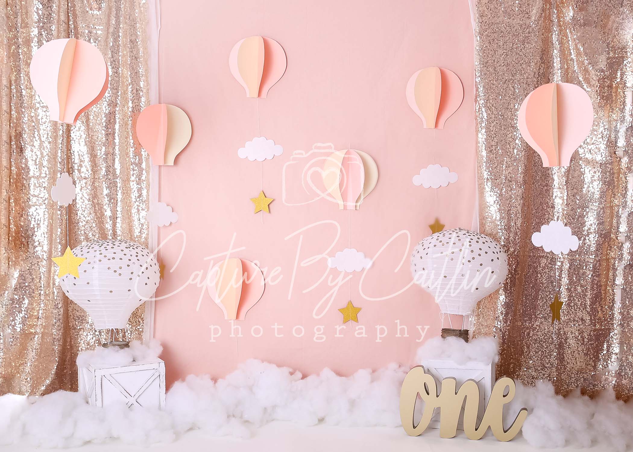 Kate Hot Air Balloon 1st Birthday Backdrop Designed by Caitlin Lynch