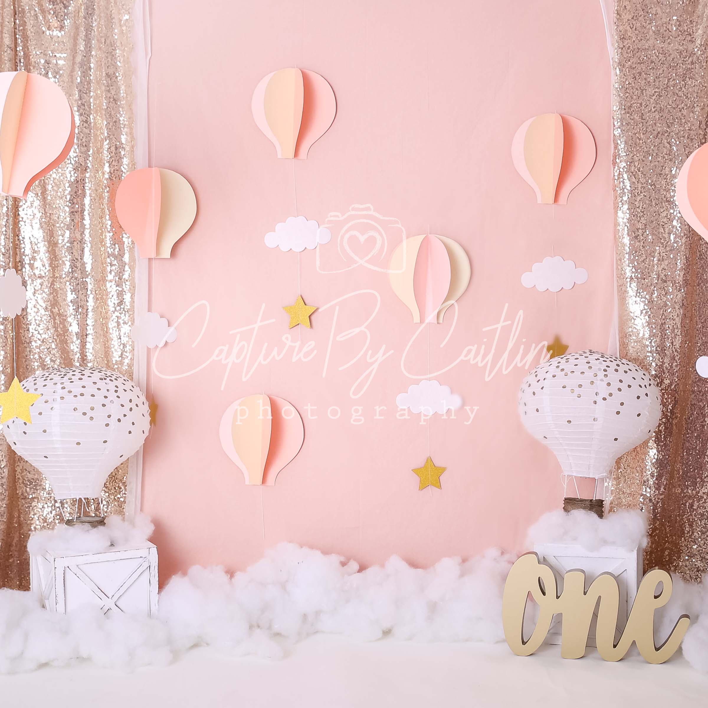 Kate Hot Air Balloon 1st Birthday Backdrop Designed by Caitlin Lynch