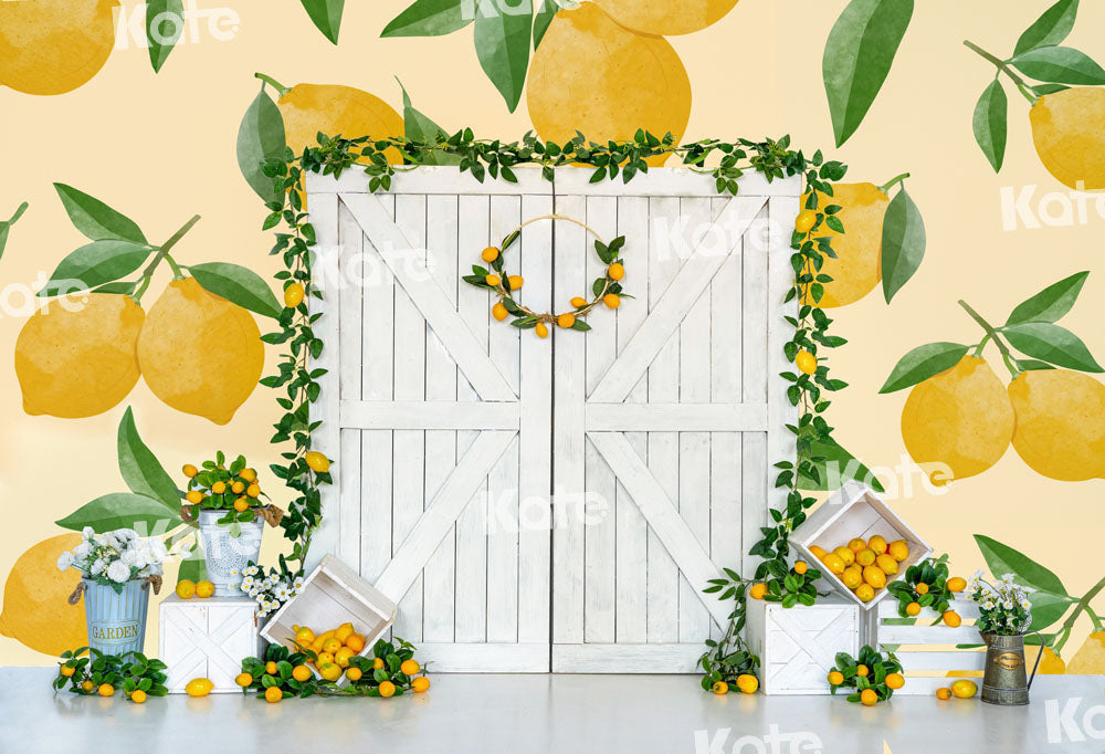 Kate Summer Lemon White Barn Door Backdrop Designed by Uta Mueller Photography