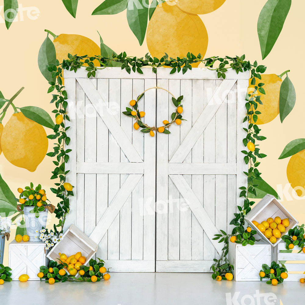 Kate Summer Lemon White Barn Door Backdrop Designed by Uta Mueller Photography