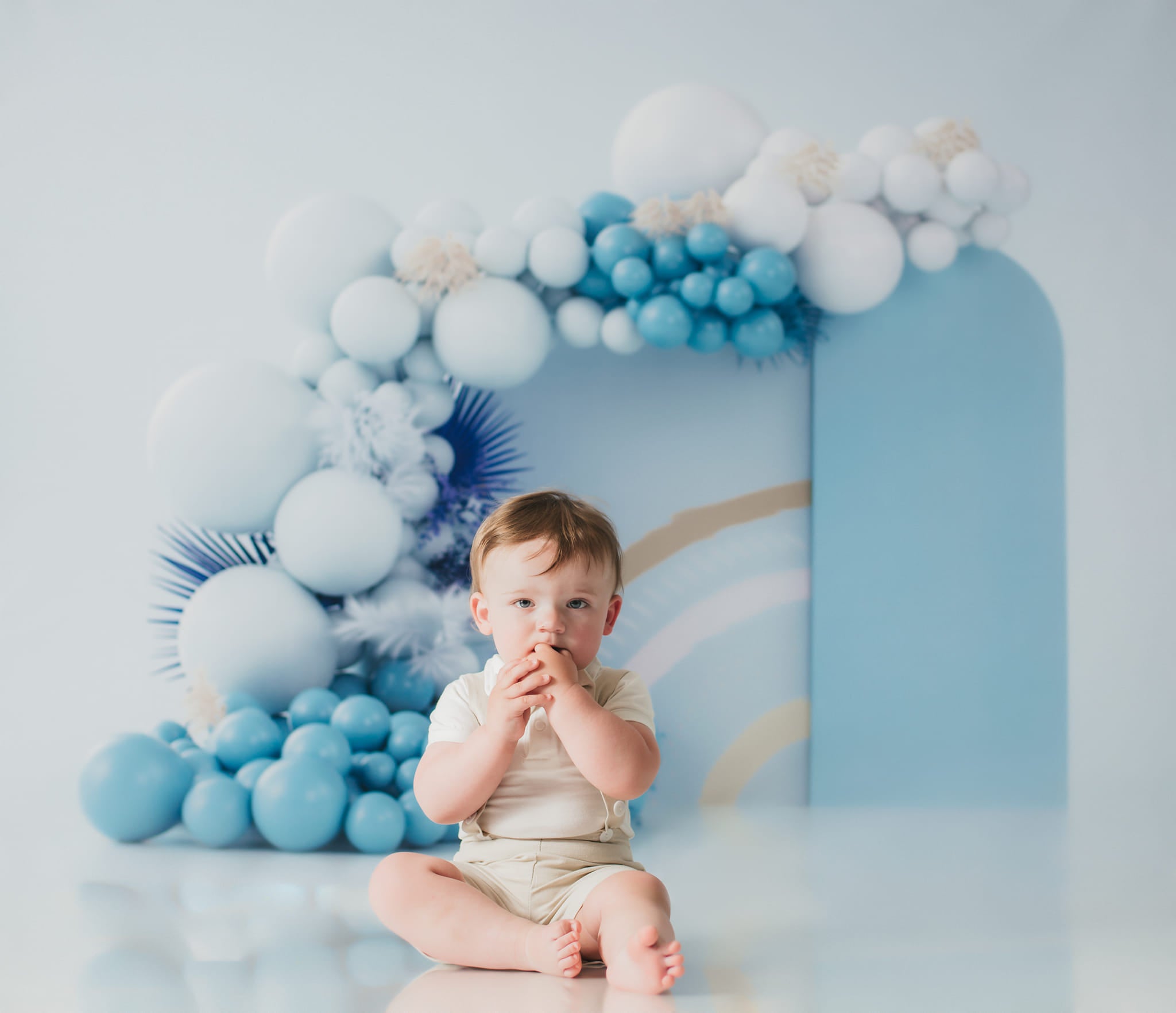 Kate Blue Boho Balloons Backdrop Designed by Uta Mueller Photography