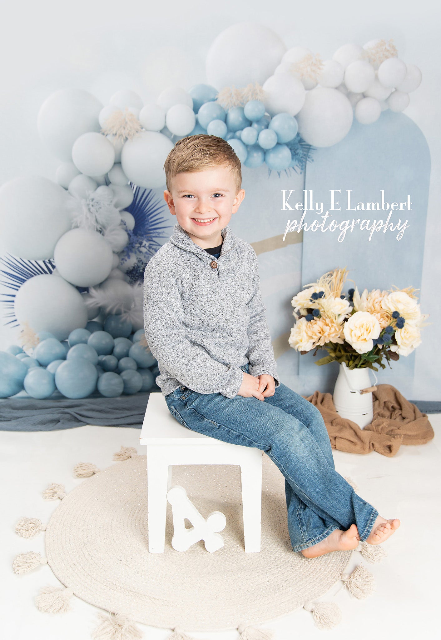 Kate Blue Boho Balloons Backdrop Designed by Uta Mueller Photography -UK