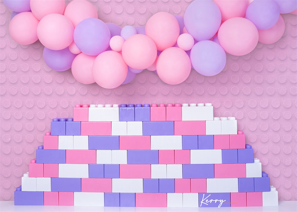 Kate Pink Girly Blocks Backdrop Designed by Kerry Anderson -UK