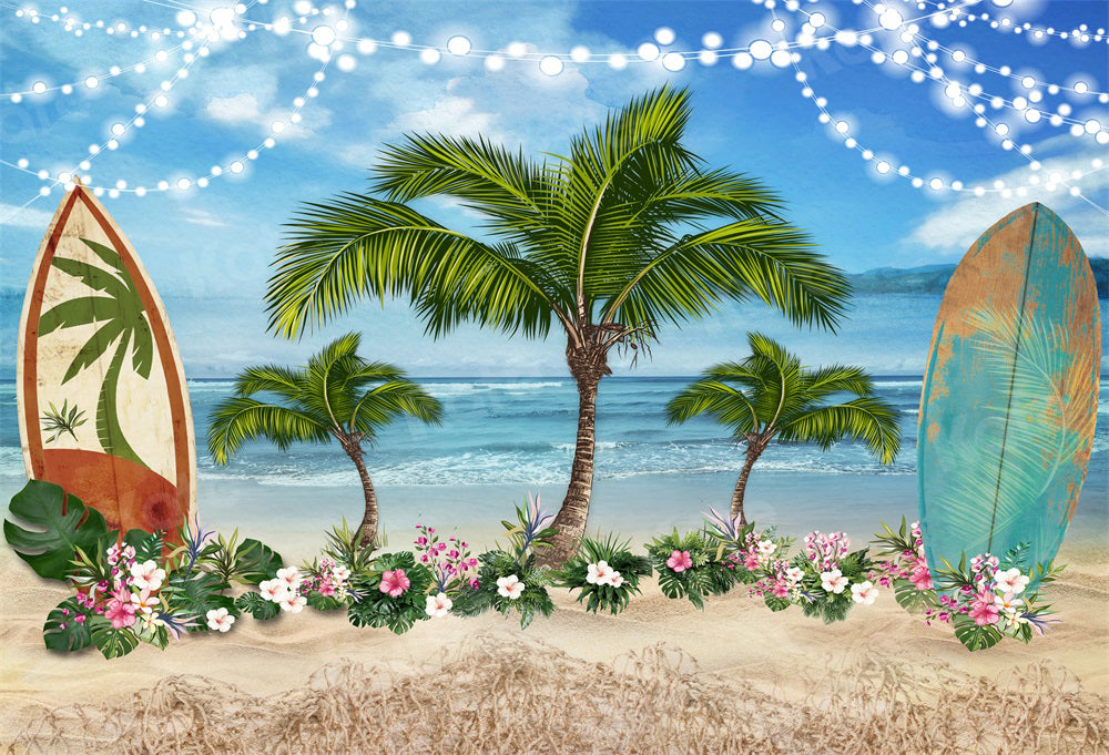 Kate Summer Seaside Floral Surfboard Backdrop for Photography -UK