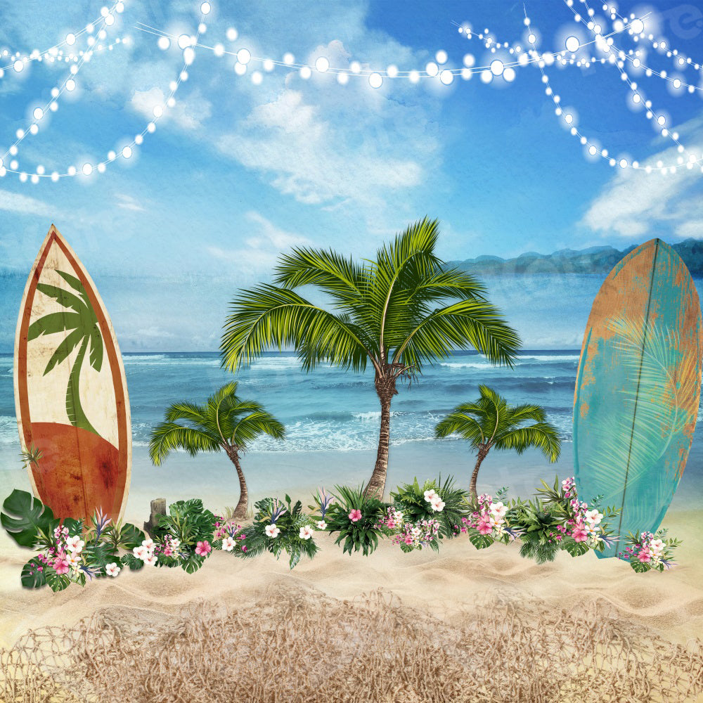 Kate Summer Seaside Floral Surfboard Backdrop for Photography