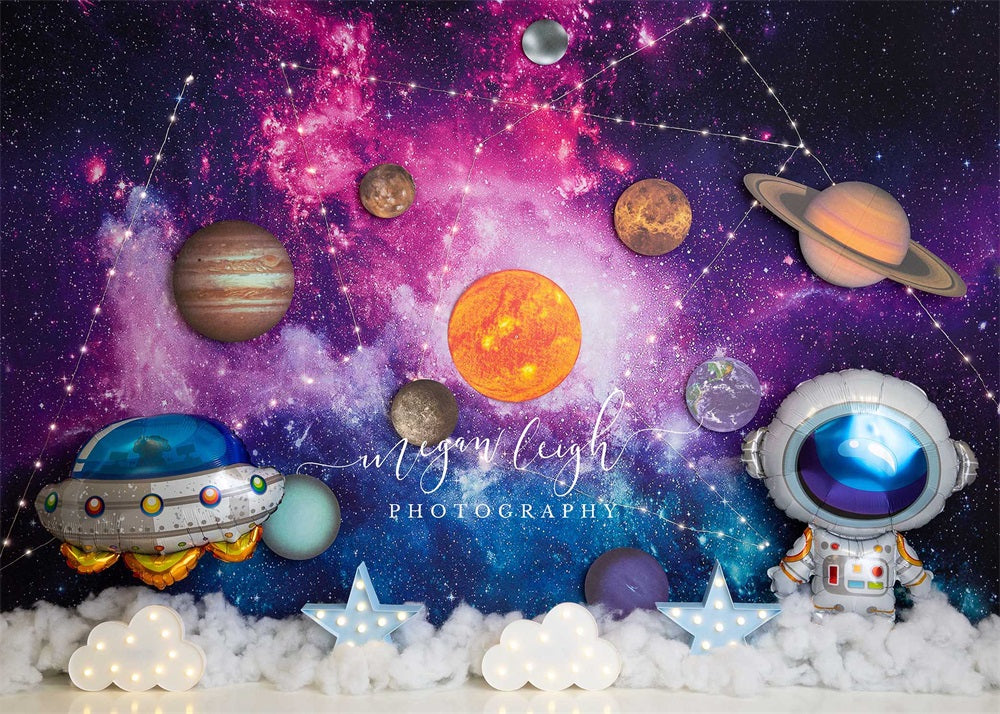 Kate Constellations In Space Backdrop for Children Designed by Megan Leigh Photography