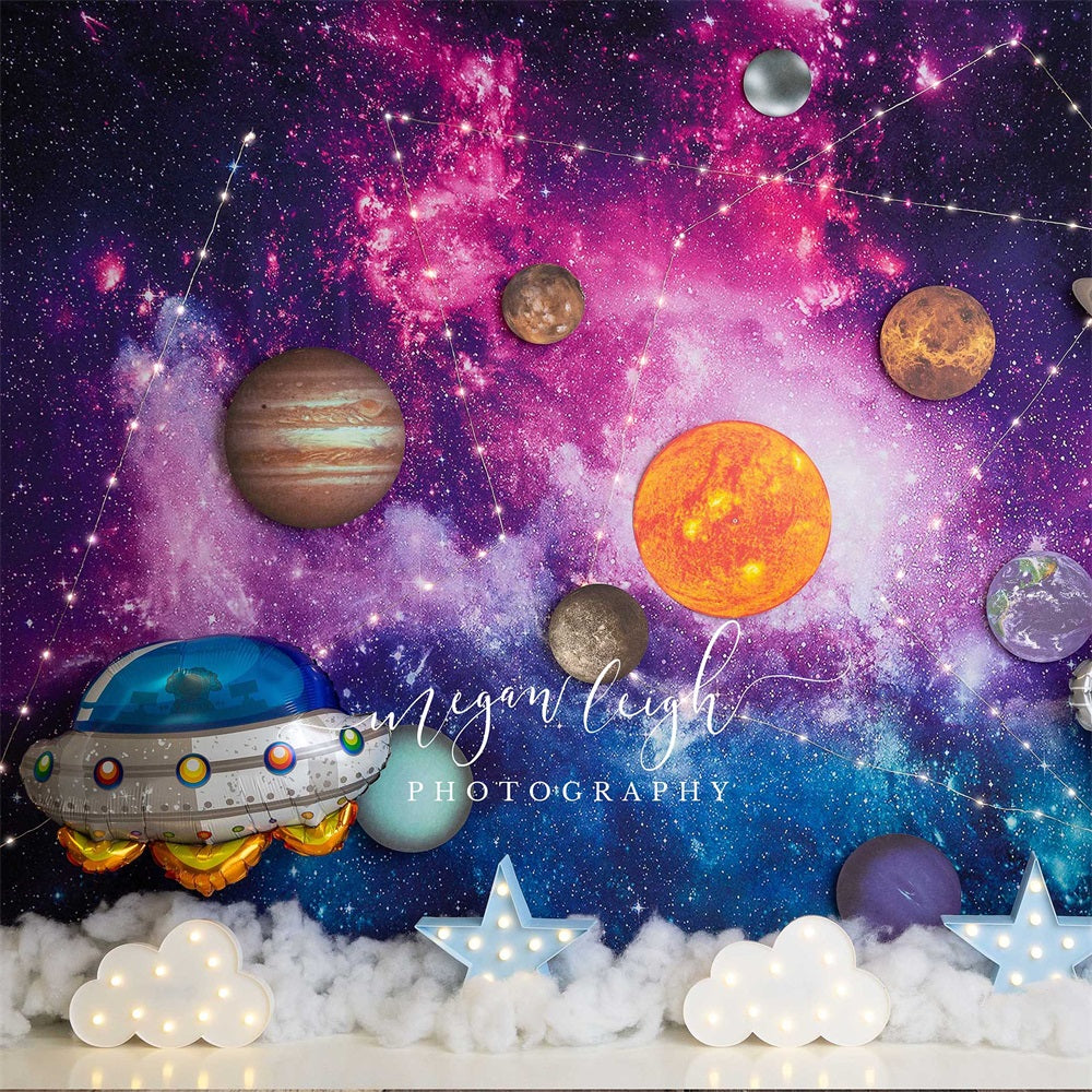 Kate Constellations In Space Backdrop for Children Designed by Megan Leigh Photography