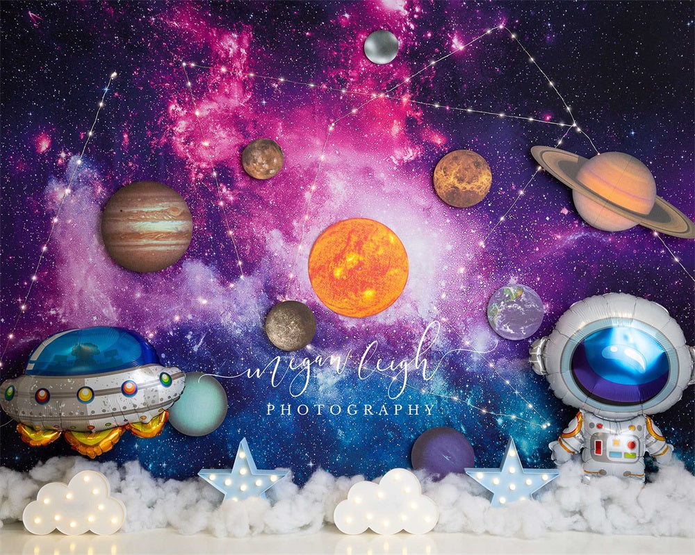 Kate Constellations In Space Backdrop for Children Designed by Megan Leigh Photography