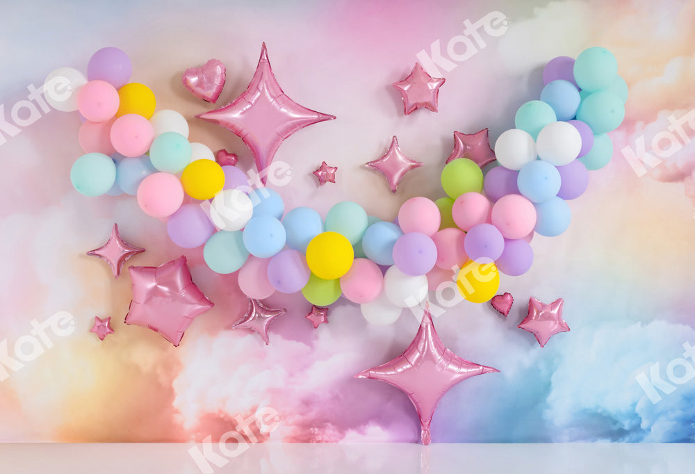 Kate Cake Smash Cloud Balloons Star Backdrop Designed by Emetselch