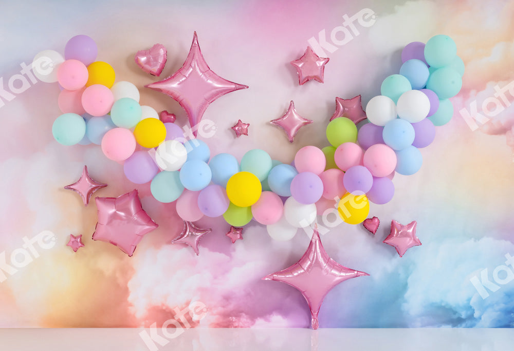 Kate Cake Smash Cloud Balloons Star Backdrop Designed by Emetselch -UK