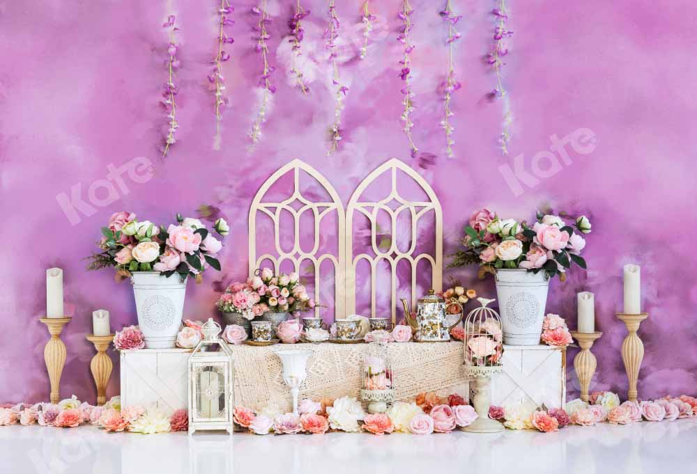 Kate Mother's Day Boho Flower Purple Spring/Summer Backdrop Designed by Emetselch -UK