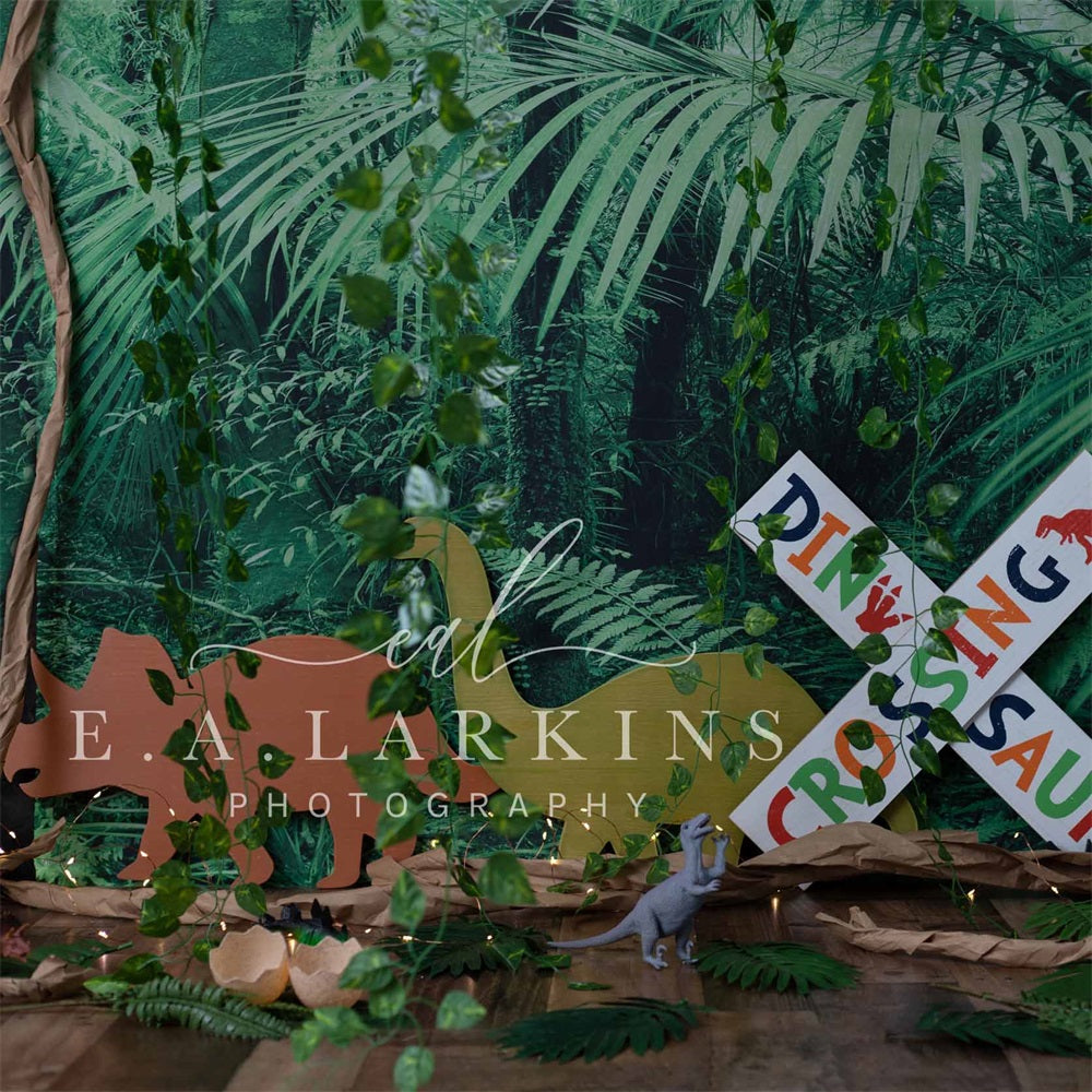 Kate Summer Wild Jungle Dinosaur Backdrop Designed by Erin Larkins -UK