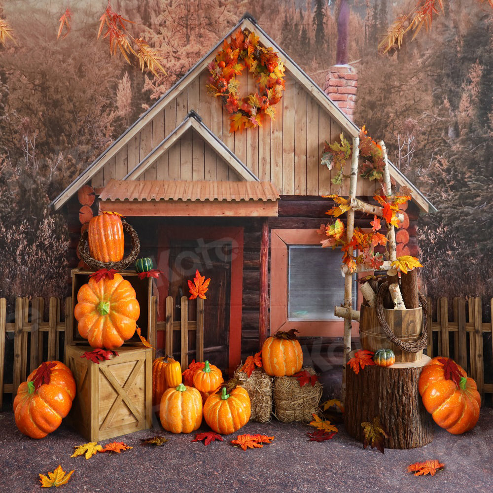Kate Autumn Pumpkins Farm Ladder Backdrop for Photography -UK