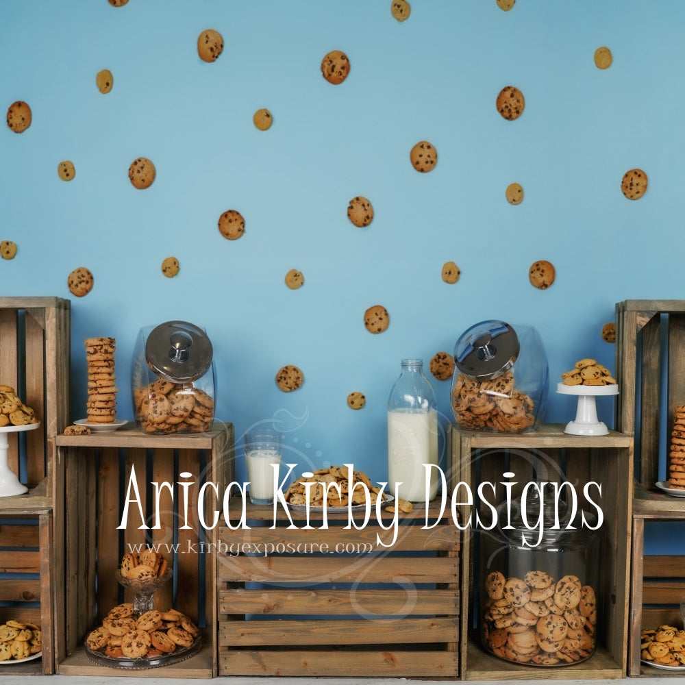 Kate Children Birthday Cookies Blue Backdrop designed by Arica Kirby -UK