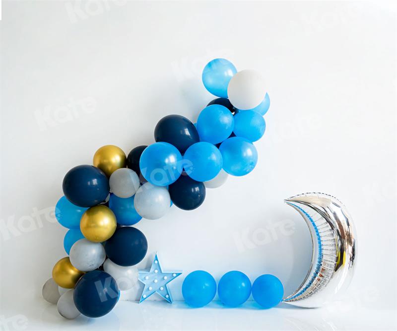 Kate Birthday Blue Balloons Moon Backdrop for Photography -UK