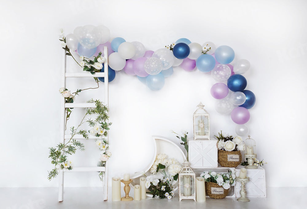 Kate Birthday Balloons White Wall Backdrop for Photography