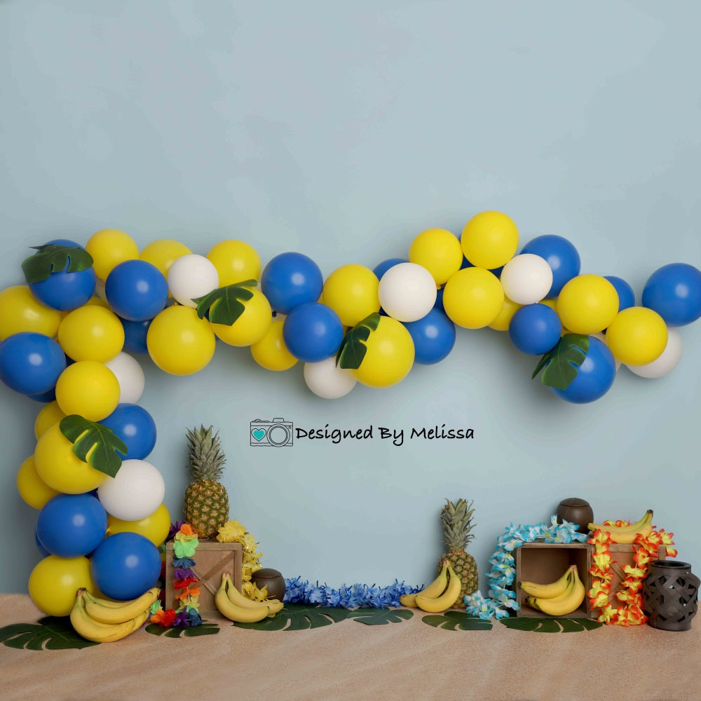 Kate Tropical Birthday Balloons Children Backdrop Designed by Melissa King