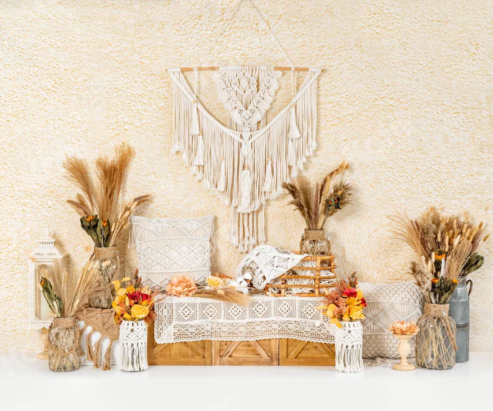 Kate Autumn Boho Wall Pillow Backdrop Designed by Emetselch -UK