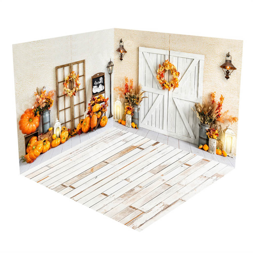 Kate Autumn White Barn Door Pumpkins Room Set
