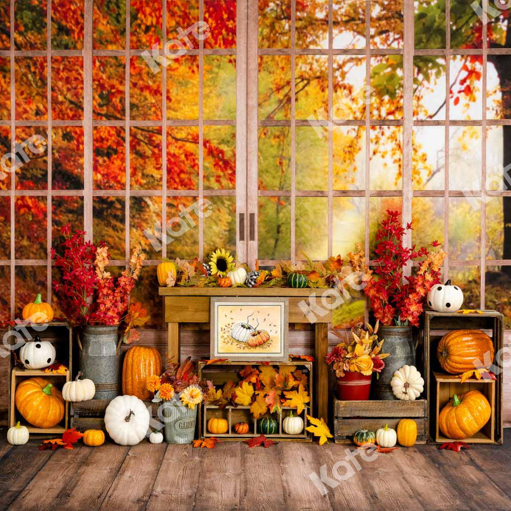 Kate Autumn Pumpkin Window Backdrop Designed by Uta Mueller Photography