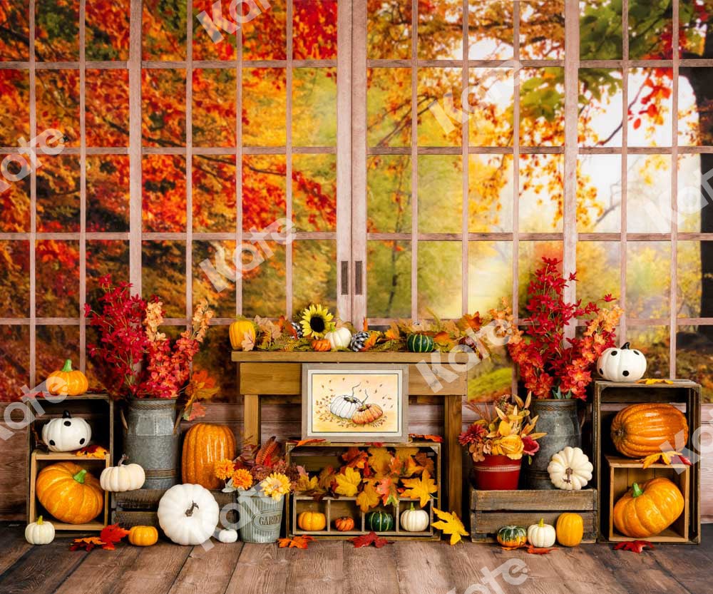 Kate Autumn Pumpkin Window Backdrop Designed by Uta Mueller Photography