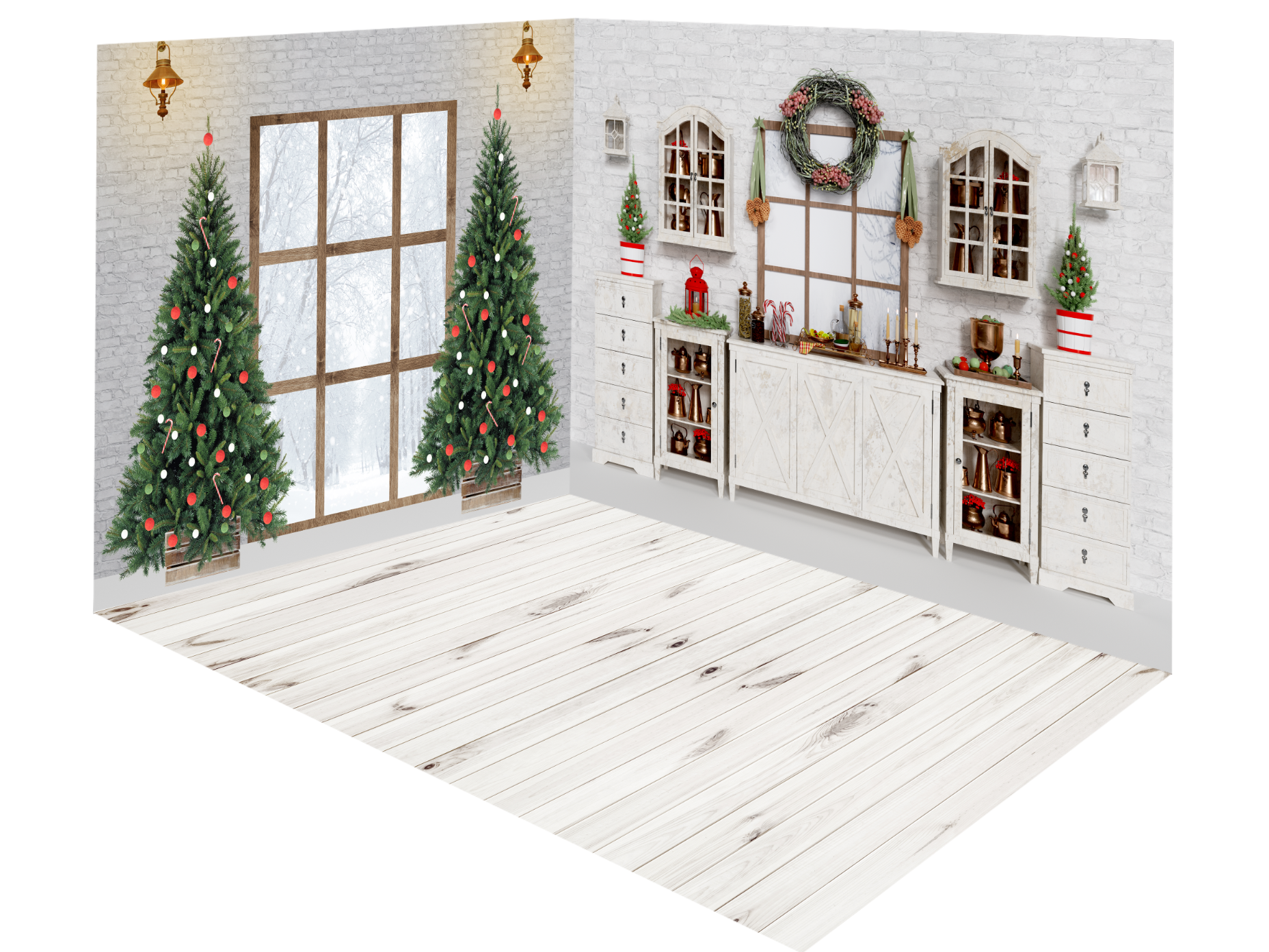 Kate Christmas White Cupboard Xmas Tree Window Room Set -UK