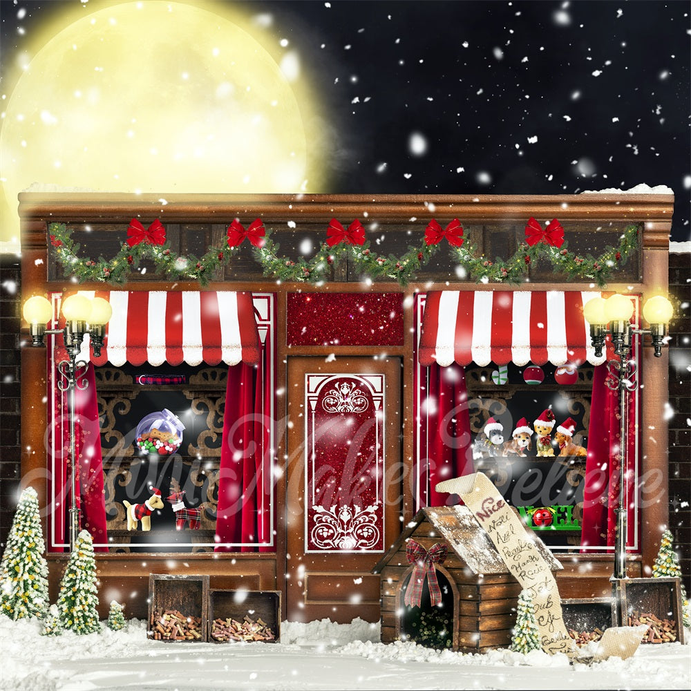 Kate Christmas Winter Vintage Pet Store Backdrop Designed by Mini MakeBelieve -UK