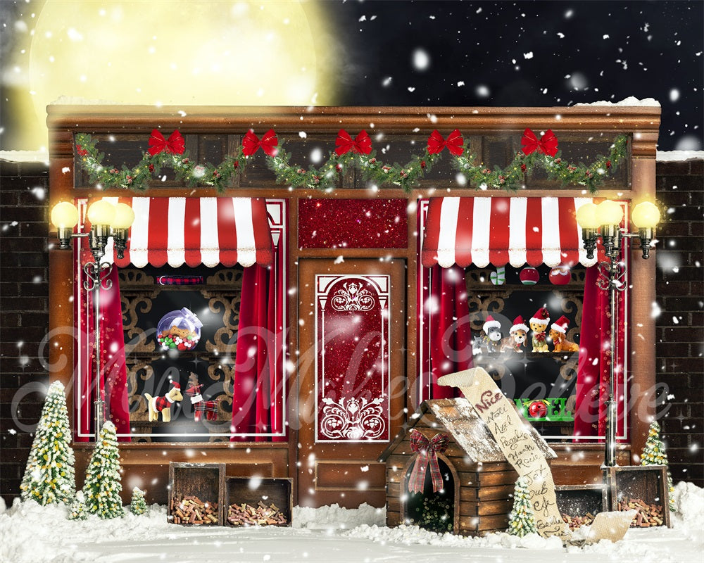Kate Christmas Winter Vintage Pet Store Backdrop Designed by Mini MakeBelieve