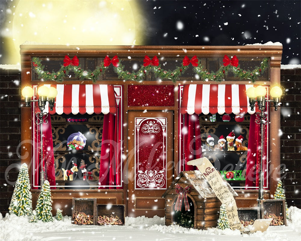 Kate Christmas Winter Vintage Pet Store Backdrop Designed by Mini MakeBelieve -UK