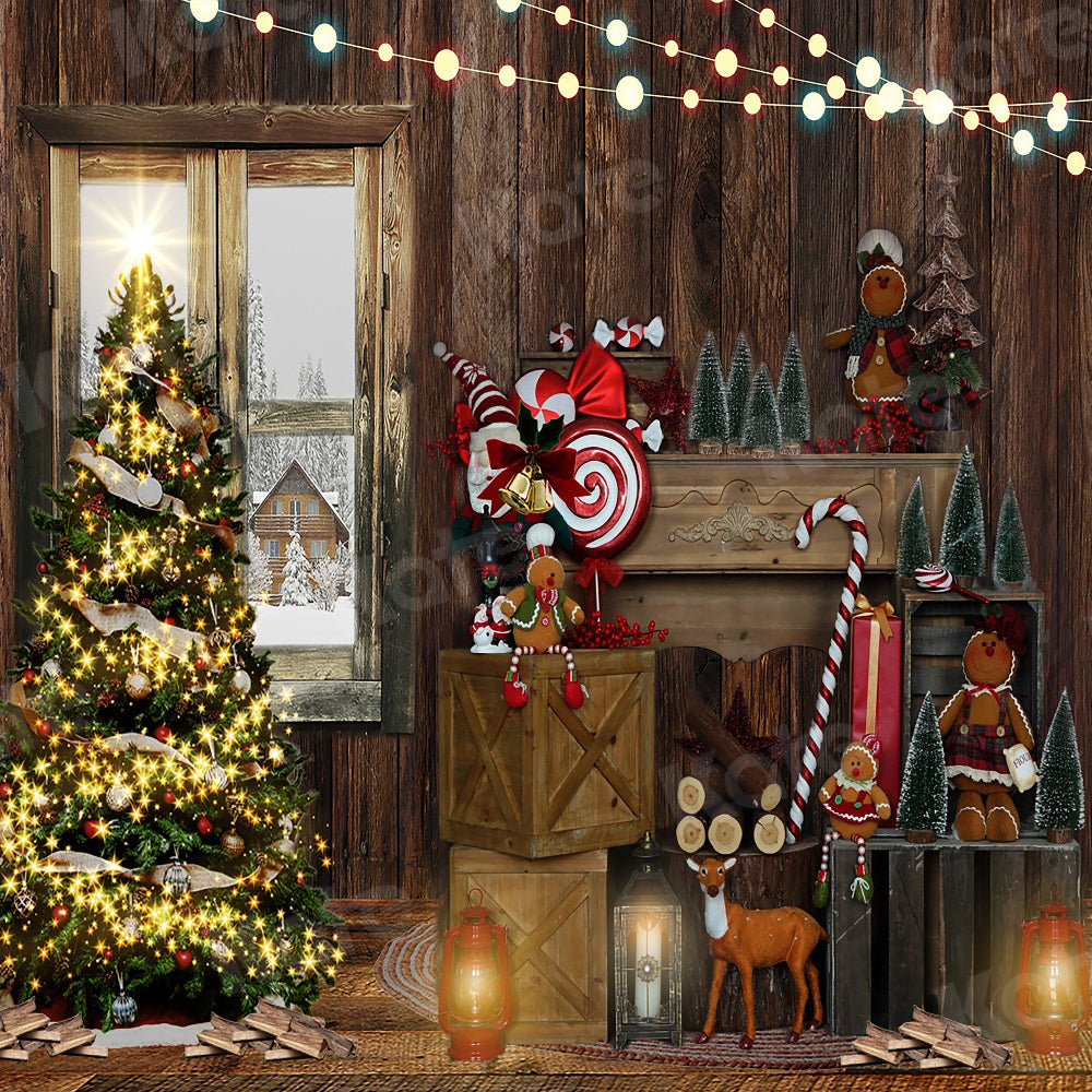 Kate Christmas Gingerbread Retro Wood Backdrop for Photography