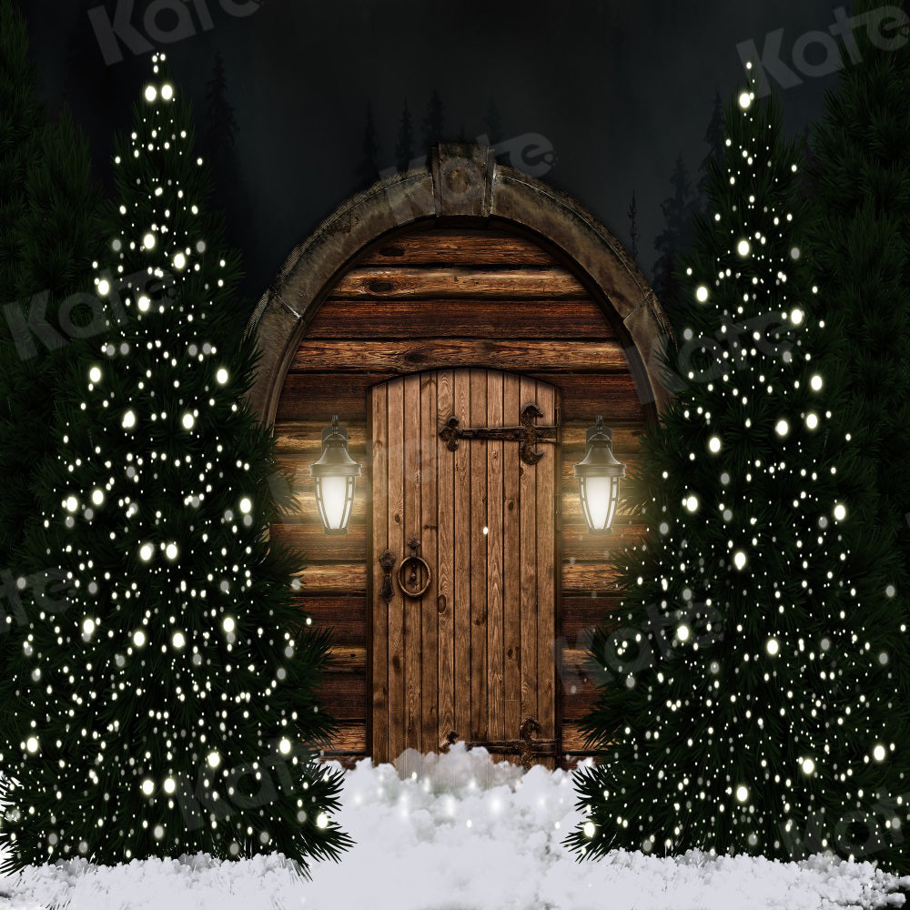 Kate Dark Christmas Tree Barn Door Backdrop for Photography