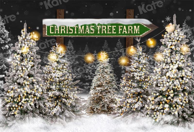Kate Christmas Tree Farm Night Backdrop for Photography