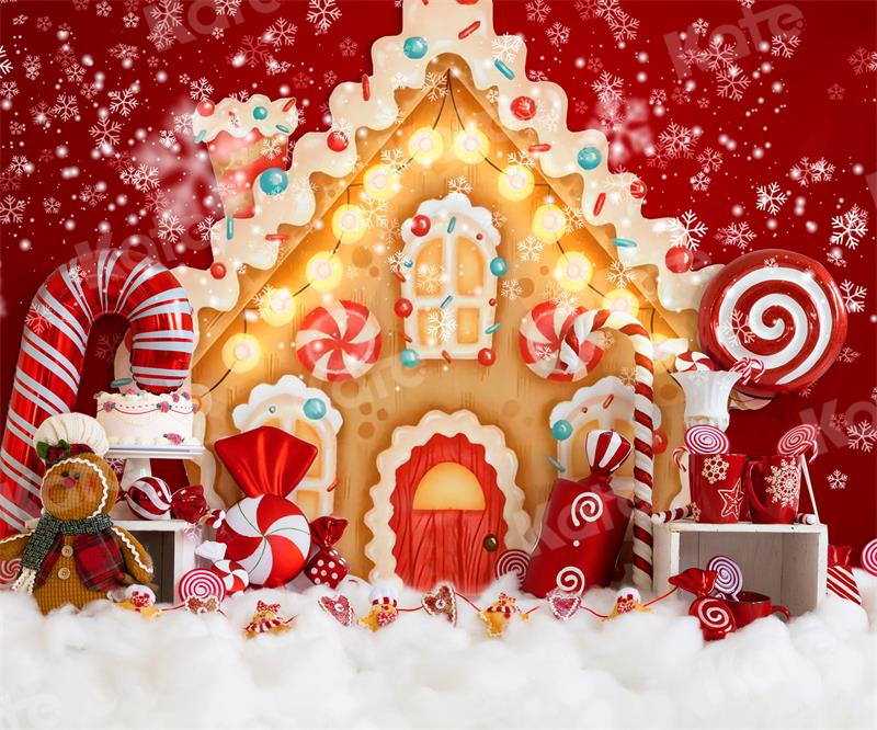 Kate Christmas Gingerbread House Candy Backdrop for Photography -UK