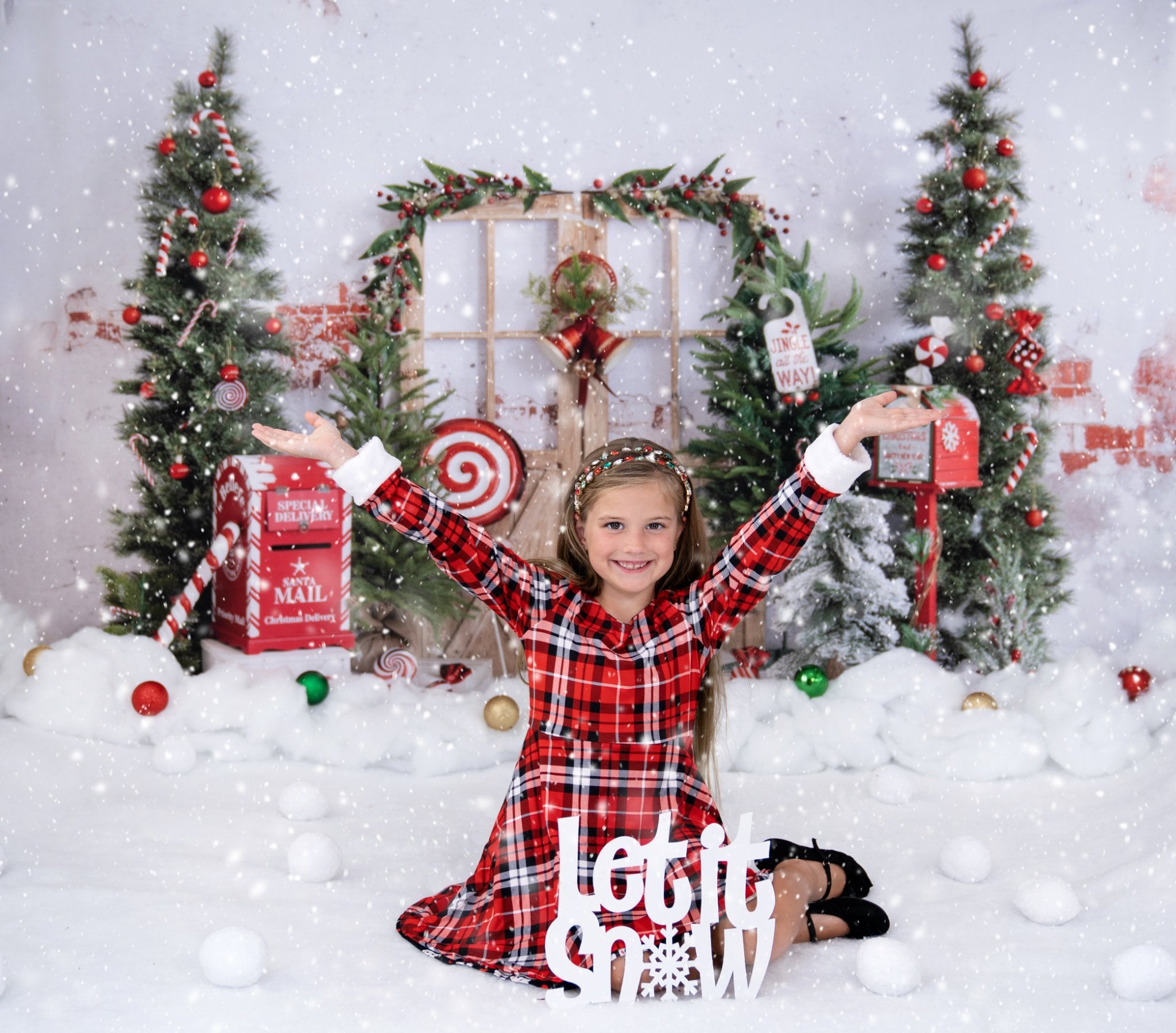 Kate Winter Christmas Tree Snow Backdrop Designed by Emetselch