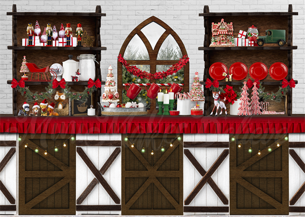 Kate Holiday Christmas Kitchen Backdrop Designed by Mini MakeBelieve