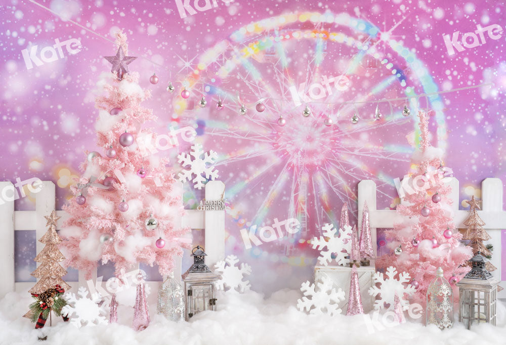Kate Christmas Pink Fantasy Ferris Wheel Backdrop Designed by GQ