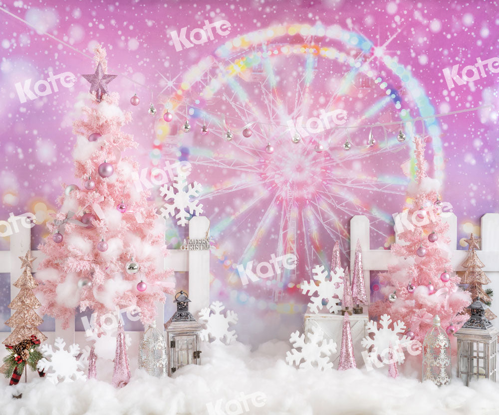 Kate Christmas Pink Fantasy Ferris Wheel Backdrop Designed by GQ