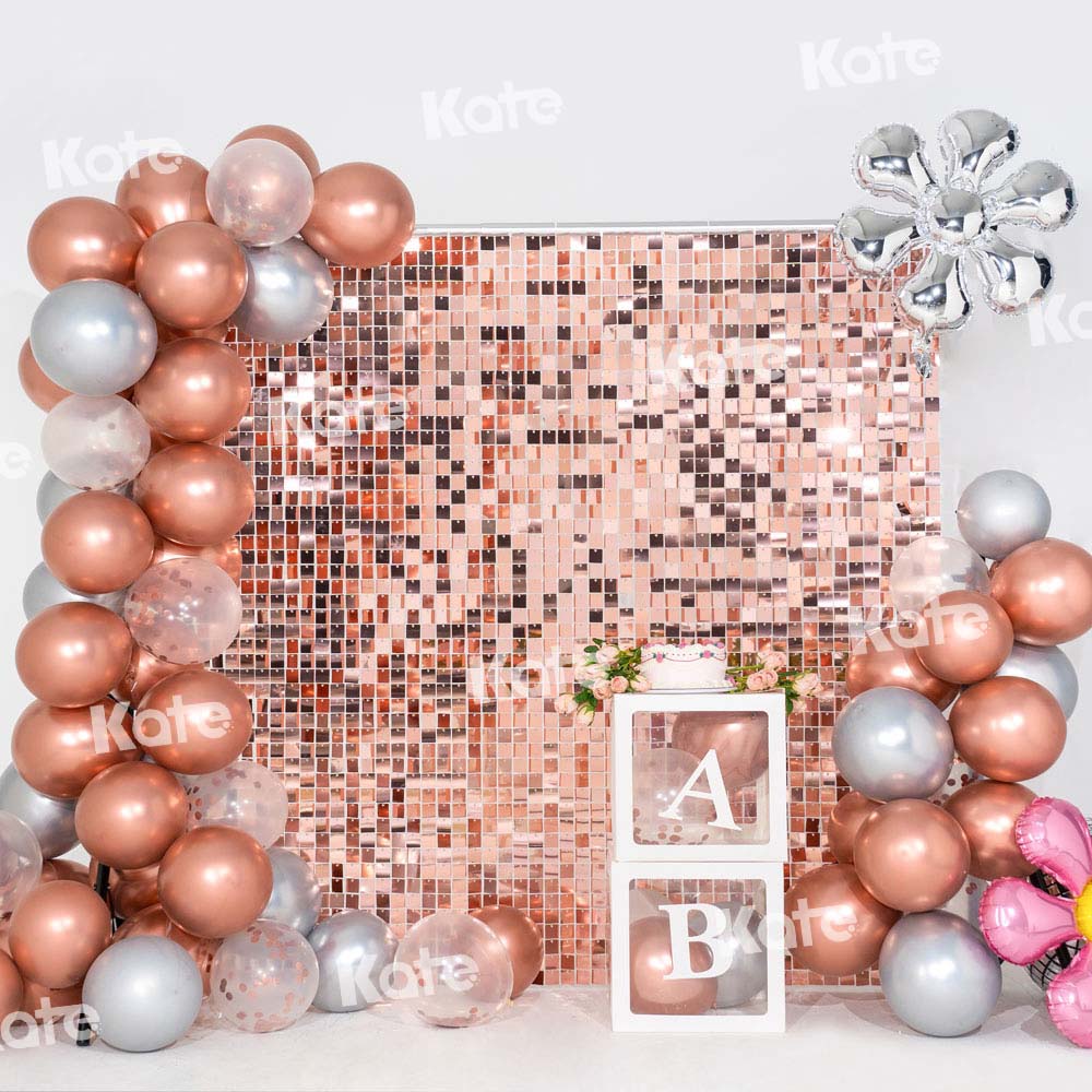 Kate Birthday Balloons Champagne Sequin Wall Party Backdrop Designed by Emetselch