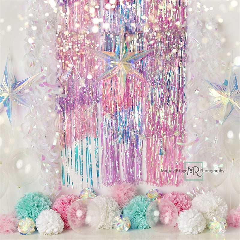 Kate Iridescent Rainbow Sparkle Backdrop Designed by Mandy Ringe Photography