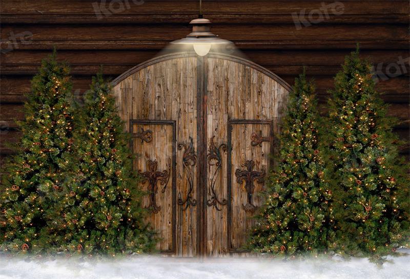 Kate Christmas Barn Door Trees Backdrop for Photography