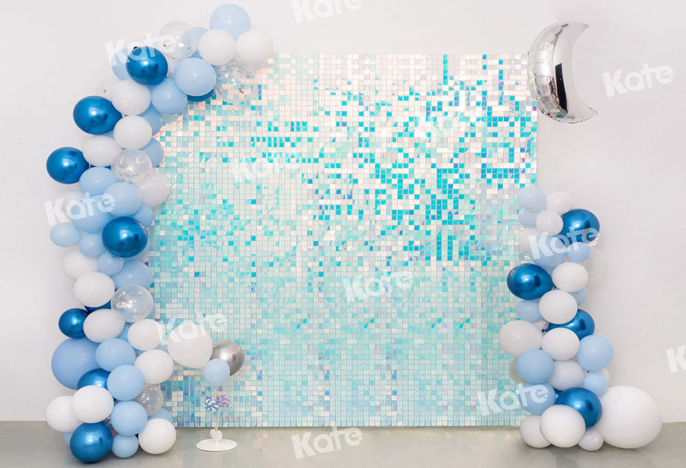 Kate Blue Balloons Shiny Party Backdrop Designed by Emetselch