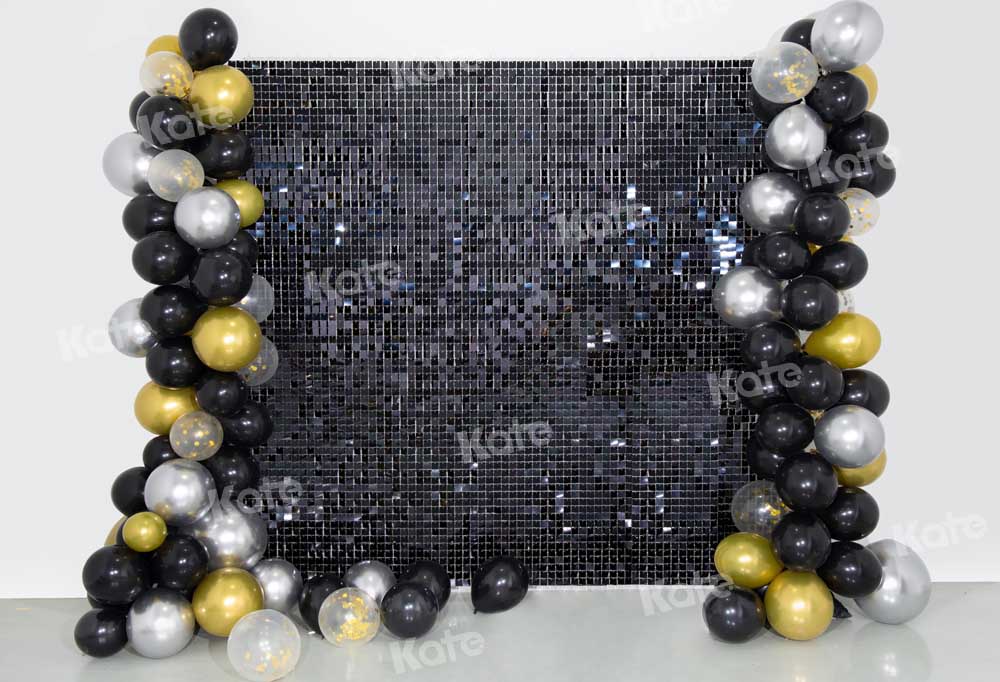 Kate Black Balloons Shiny Party Backdrop Designed by Emetselch