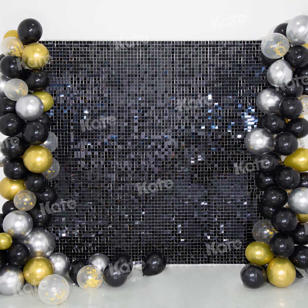 Kate Black Balloons Shiny Party Backdrop Designed by Emetselch
