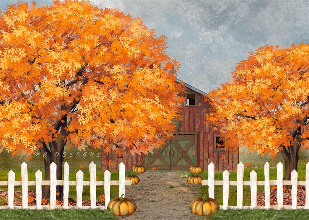 Kate Autumn Pumpkin Barn Backdrop Designed By Candice Compton