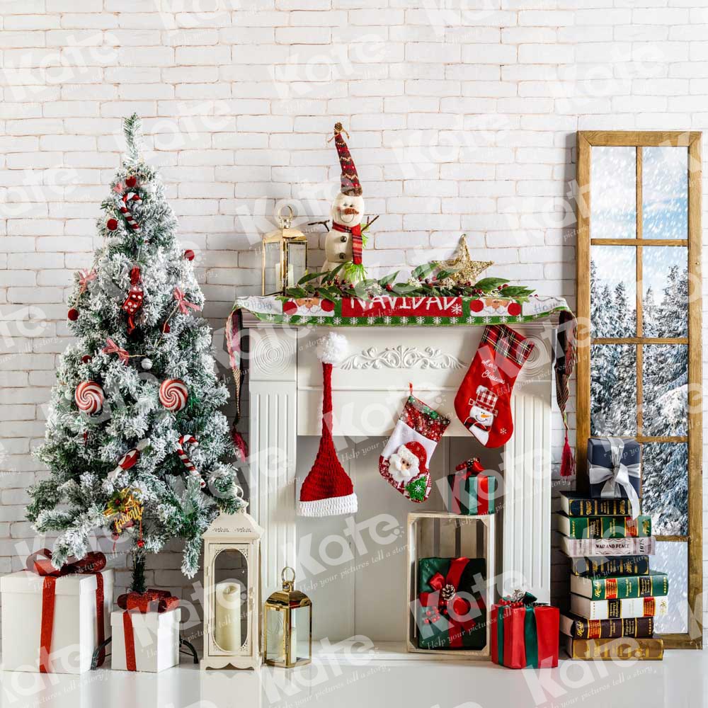 Kate Christmas Window Fireplace Backdrop Designed by Emetselch