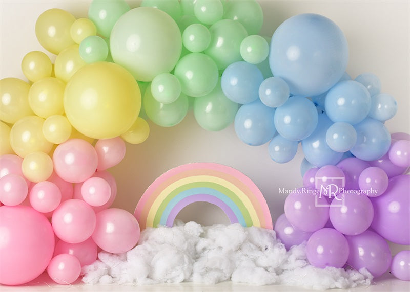 Kate Pastel Rainbow Balloon Arch Backdrop Designed by Mandy Ringe Photography