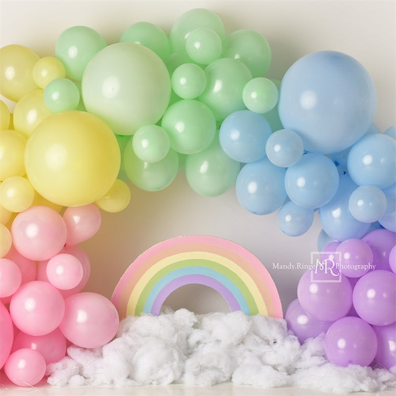 Kate Pastel Rainbow Balloon Arch Backdrop Designed by Mandy Ringe Photography